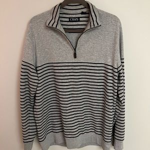 Chaps quarter zip - gray and navy stripe